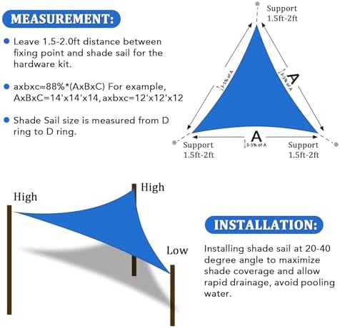 Shade&Beyond 14'X16'X21.3' Sun Shade Sail Blue Triangle - Image 6