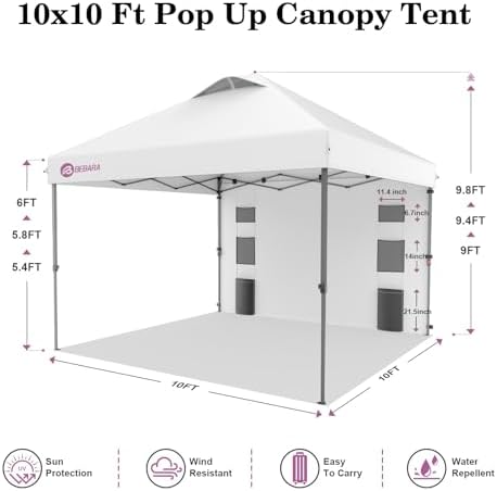 10x10 Pop Up Canopy with Sidewall, One Push Easy Setup - Image 5
