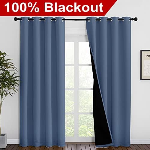 NICETOWN 100% Blackout Curtains 86 inches Long, Pair of Energy Smart & Noise - Image 2