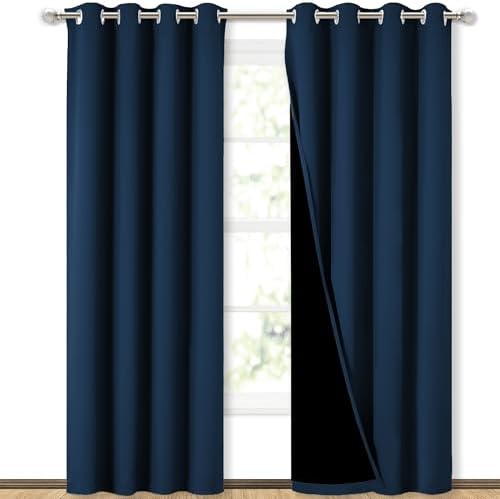 NICETOWN Moroccan Blue Full Shade Curtain Panels, Pair of Energy Smart & Noise by NICETOWN