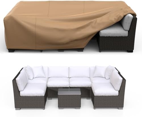 Waterproof Outdoor Patio Furniture Covers 102"L×74"W×28"H Brown by Brosyda