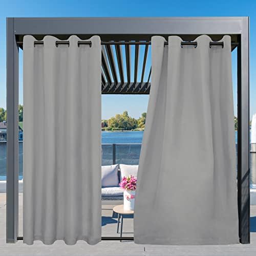 Easy-Going Outdoor Curtains for Patio 6 Panels, 54x96 inch, Light Grey - Image 3