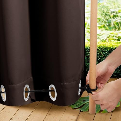 NICETOWN Weighted Curtains for Patio Waterproof W66xL84 Brown 2 Panels - Image 4
