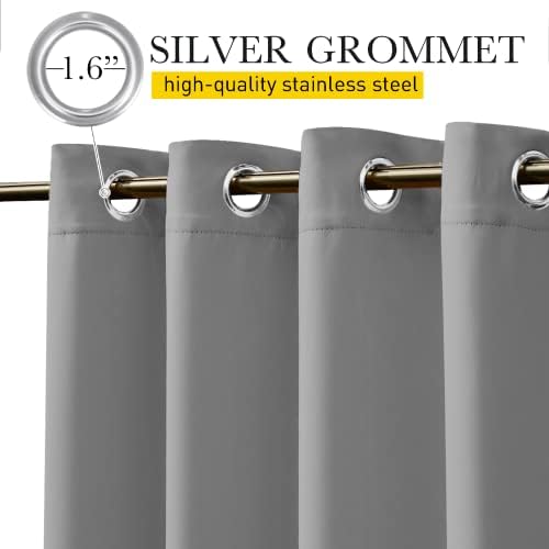 NICETOWN Weighted Curtains for Patio Waterproof W66xL84 Silver Grey - Image 5