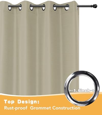 HolidayIdeas Outdoor Curtains for Patio Waterproof 2 Pcs 84x95 Inch Taupe - Image 4