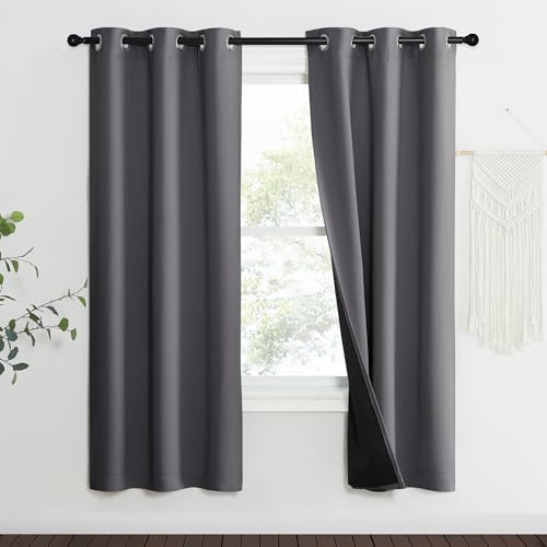 NICETOWN Grey Full Shade Curtain Panels, Pair of Thermal Insulated & Energy - Image 2