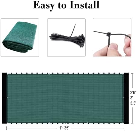 SUNLAX Custom Size 3'x33' Dark Green Balcony Privacy Screen 90% UV Block - Image 3