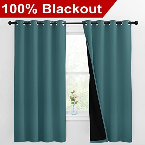 NICETOWN 100% Blackout Curtain Panels, Thermal Insulated Black Liner Curtains - Image 2