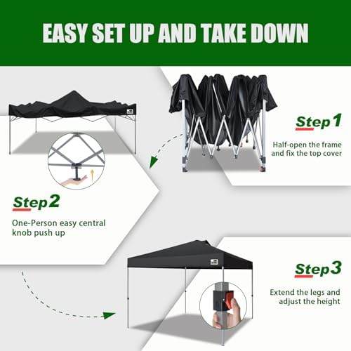 Eurmax USA NOMATTER ONE-Person Open&Close 10x10ft Pop Up Canopy Tent，Portable - Image 3
