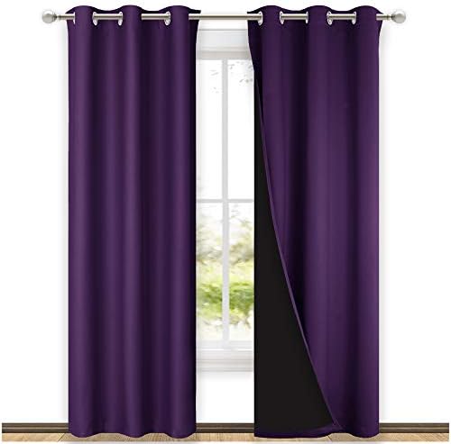 NICETOWN Room Warming Blackout Curtains 80 inches Long, Royal Purple, 2 Pieces by NICETOWN