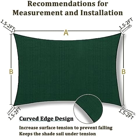 Shade&Beyond 5'X6' Sun Shade Sail Dark Green Rectangle - Image 5