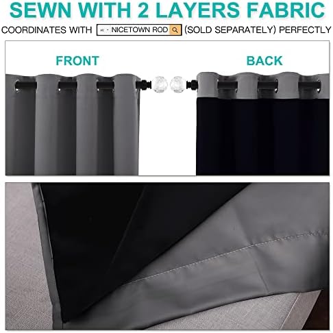 NICETOWN Gray Blackout Curtains - Image 5