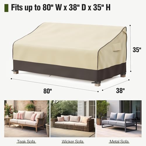 MR. COVER 3-Seater Outdoor Couch Cover Waterproof, 80 Inch Patio Furniture - Image 2