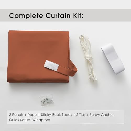 NICETOWN Fade Resistant Rod-Free Outdoor Curtains 96" L Burnt Orange - Image 6