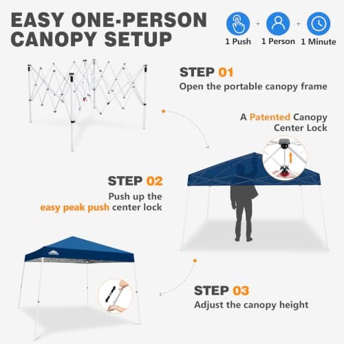 EAGLE PEAK 10x10 Slant Leg Pop Up Canopy Tent, Dark Blue - Image 6