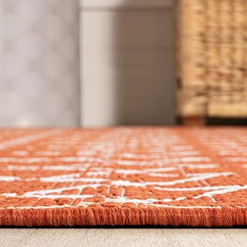 JONATHAN Y Moroccan Geometric Indoor Outdoor Area Rug 4X6 Orange/Cream - Image 5