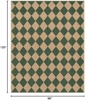 Lahome Checkered Easy Jute Living Room Rug, 8x10 Outdoor Rugs Washable - Image 2
