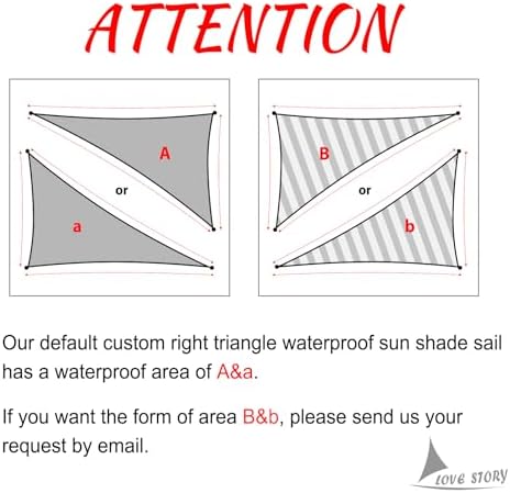 LOVE STORY Custom Size 12' x 20' x 22.4' Waterproof Shade Sail, Dark Grey - Image 2