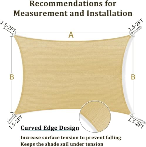 Shade&Beyond 5'X7' Sun Shade Sail Beige Rectangle - Image 5