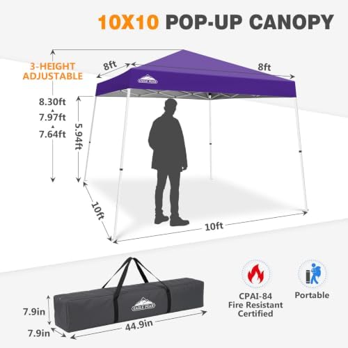 EAGLE PEAK 10x10 Slant Leg Pop Up Canopy Tent - Image 3