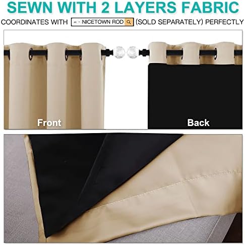 NICETOWN Biscotti Beige Blackout Curtains - Image 5