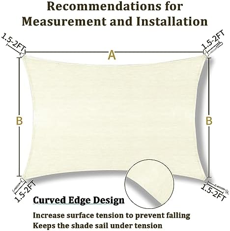 Shade&Beyond 8'X24' Sun Shade Sail Cream Rectangle - Image 5