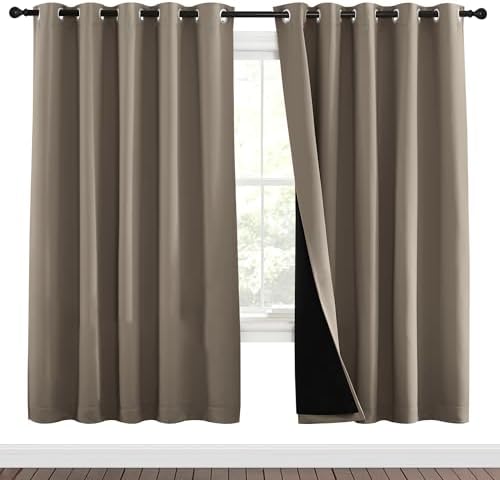 NICETOWN Taupe Full Shade Curtain Panels, Pair of Energy Smart & Noise Blocking by NICETOWN