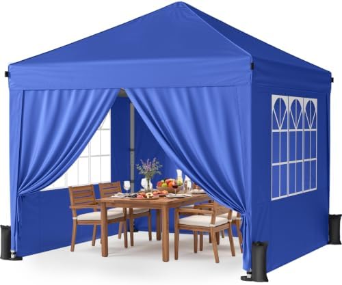10x10 Pop Up Canopy Tent with 4 Sidewalls, Portable Outdoor Shelter by Vinabilia