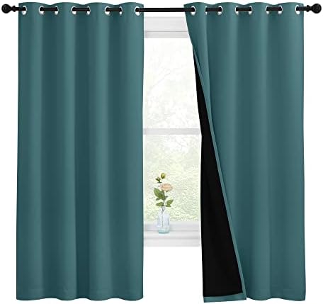 NICETOWN 100% Blackout Curtain Panels, Thermal Insulated Black Liner Curtains by NICETOWN
