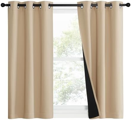 NICETOWN Bedroom Full Blackout Curtain Panels, 37 by 40-inch, Biscotti Beige by NICETOWN