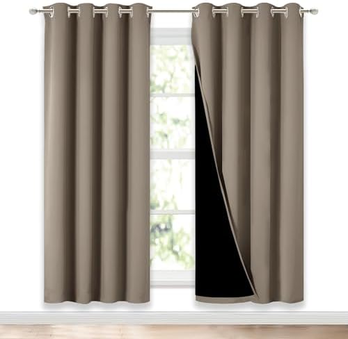 NICETOWN Taupe Full Shade Curtain Panels, Pair of Energy Smart & Noise Blocking by NICETOWN