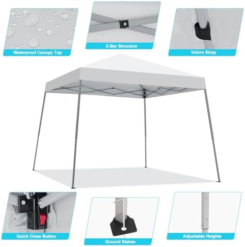 10x10FT Slant Leg Pop Up Canopy Tent, Portable Outdoor Shelter - Image 2