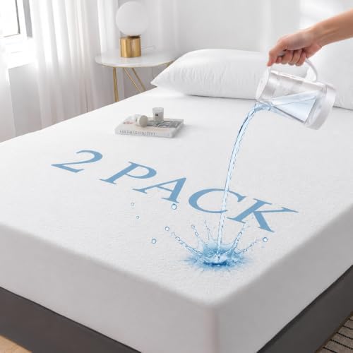 GRT 2 Pack Queen Mattress Protector Waterproof, Breathable & Noiseless Premium by GRT