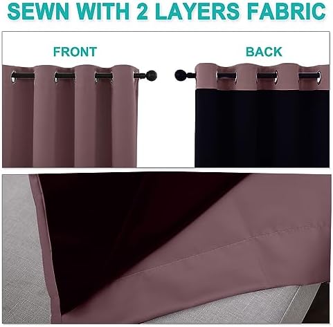NICETOWN Full Shade Curtain Panels, Dry Rose, Pair of Thermal Insulated & - Image 5