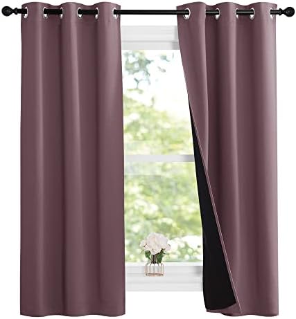 NICETOWN Dry Rose 100% Blackout Lined Curtains, 2 Thick Layers Narrow Wide - Image 2