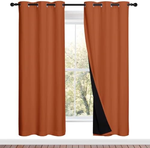 NICETOWN Full Shade Curtain Panels, Burnt Orange, Pair of Thermal Insulated & by NICETOWN