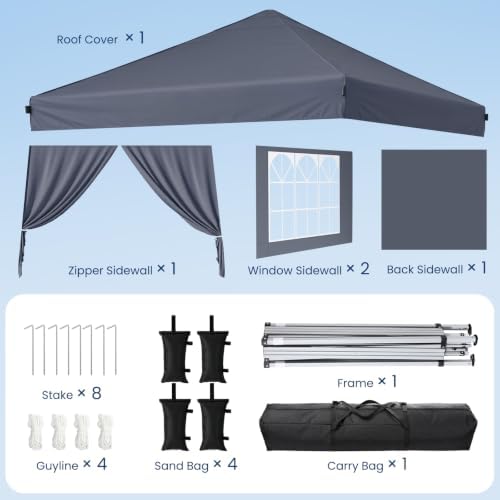10x10 Pop Up Canopy Tent with 4 Sidewalls, Portable Outdoor Shelter - Image 7