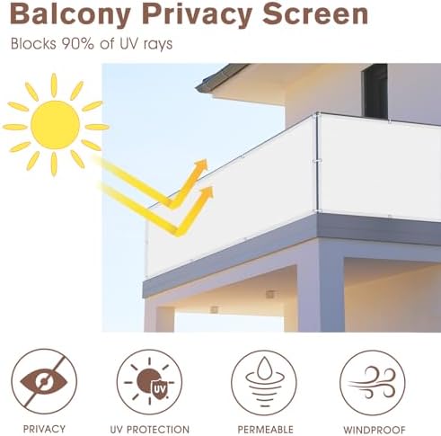 SUNNY GUARD 3' x 11' Balcony Privacy Screen, HDPE Patio Railing Cover Fence - Image 2