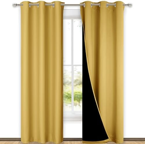 NICETOWN Bright Yellow Full Shade Curtain Panels, Pair of Thermal Insulated & by NICETOWN