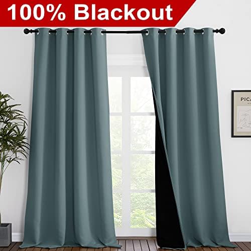 NICETOWN Full Shading Curtains 96 inches Long 2 Panels Set - Image 2
