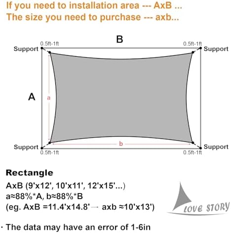 LOVE STORY 10' x 10' Rectangle Sun Shade Sail - Image 2