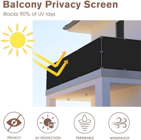 SUNNY GUARD 3' x 22' Balcony Privacy Screen, HDPE Patio Railing Cover Fence - Image 3