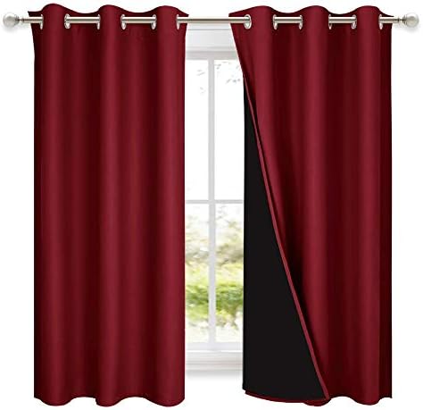 NICETOWN 100% Blackout Curtains 54 inches Long, Burgundy Red, 1 Pair, 42 inches by NICETOWN