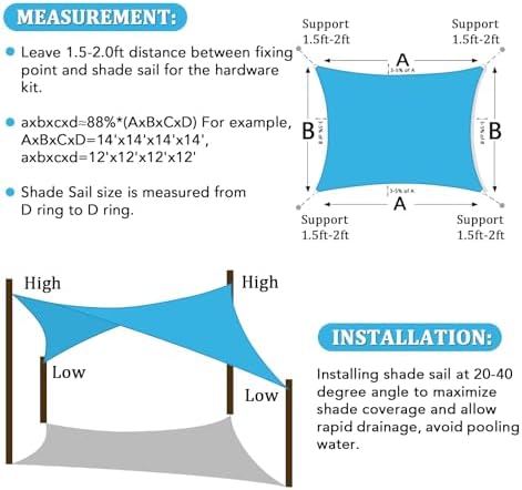 Shade&Beyond 10'X18' Sun Shade Sail Mixed Turquoise Rectangle - Image 6