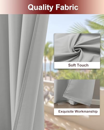 Grommet Outdoor Curtains for Patio Waterproof 8 Pcs 54x108 In Silver Grey - Image 4