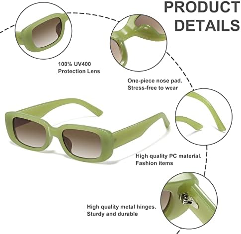 JASPIN Rectangle Sunglasses for Women Men Y2k Sun Glasses UV Protection - Image 6
