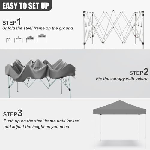 10x10ft Pop Up Canopy Tent, Heavy Duty Waterproof Folding Tent - Image 3