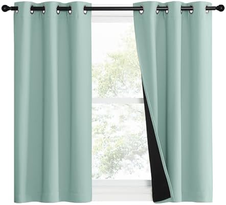 NICETOWN Aqua Blue 100% Blackout Curtain Set, Thermal Insulated & Energy - Image 2