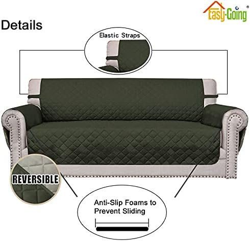 Easy-Going Reversible Couch Cover, Oversized Chair, Army Green/Beige - Image 3