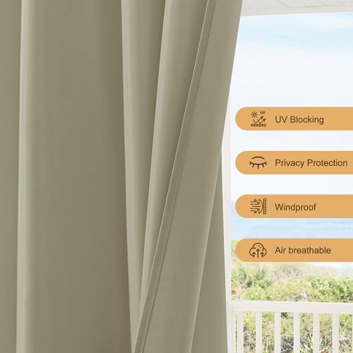 Outdoor Curtains for Patio Waterproof Rod Pocket 6 Pcs 54x84 Inch Taupe - Image 4